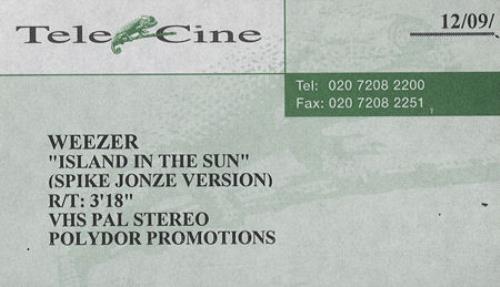 Weezer Island In The Sun video (VHS or PAL or NTSC) UK WEEVIIS223928
