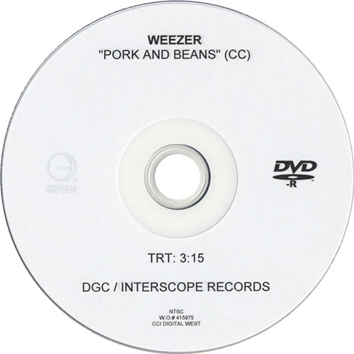 Weezer Pork And Beans promo DVD-R US WEEDRPO442289