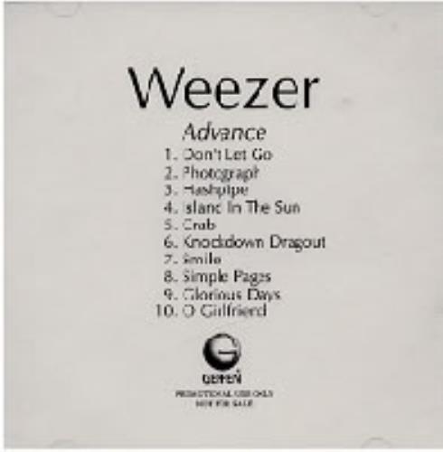 Weezer The Green Album CD-R acetate US WEECRTH187093