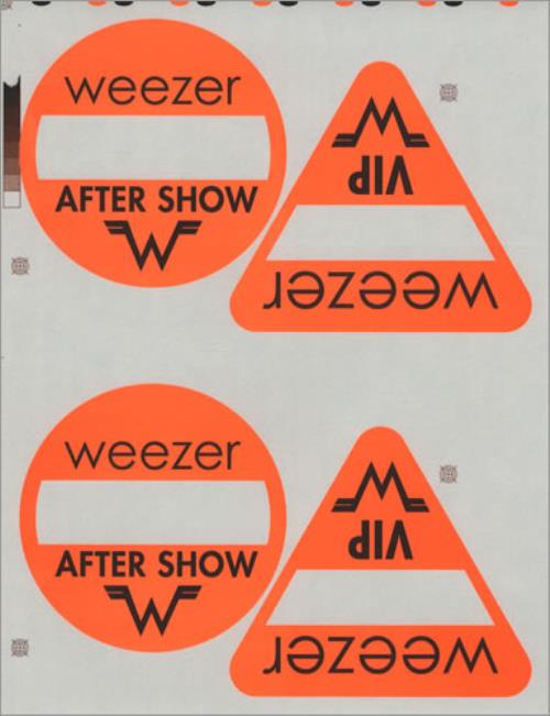 Weezer Tour Passes - Uncut Sheet tour pass US WEETPTO428699