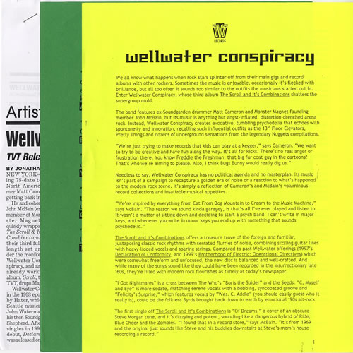 Wellwater Conspiracy The Scroll And It's Combinations media press kit US WWCKITH554371