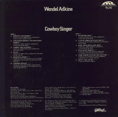 Wendel Adkins Cowboy Singer vinyl LP album (LP record) Swedish 5E6LPCO796345