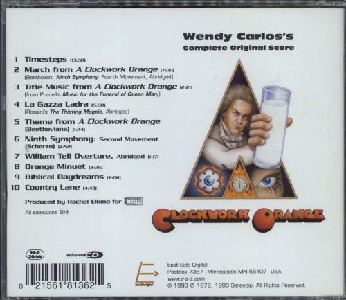 Wendy Carlos Wendy Carlos's Clockwork Orange CD album (CDLP) US WUVCDWE770200