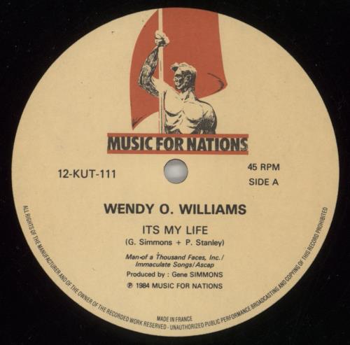 Wendy O. Williams It's My Life 12" vinyl single (12 inch record / Maxi-single) UK WD112IT869745