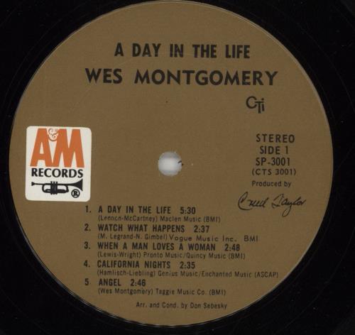 Wes Montgomery A Day In The Life vinyl LP album (LP record) US WMGLPAD362058