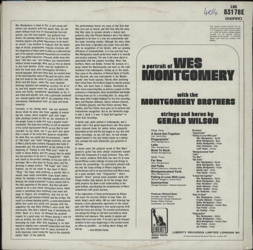 Wes Montgomery A Portrait Of Wes Montgomery vinyl LP album (LP record) UK WMGLPAP470873