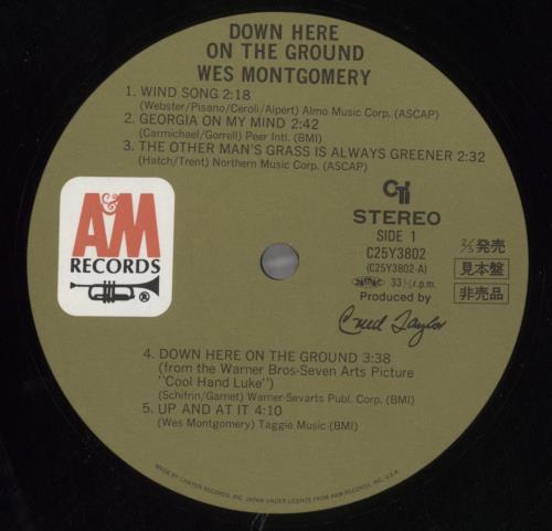 Wes Montgomery Down Here On The Ground vinyl LP album (LP record) Japanese WMGLPDO822288