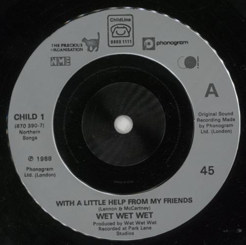 Wet Wet Wet With A Little Help From My Friends 7" vinyl single (7 inch record / 45) UK WET07WI105517