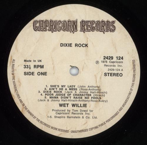 Wet Willie Dixie Rock vinyl LP album (LP record) UK WWILPDI754756