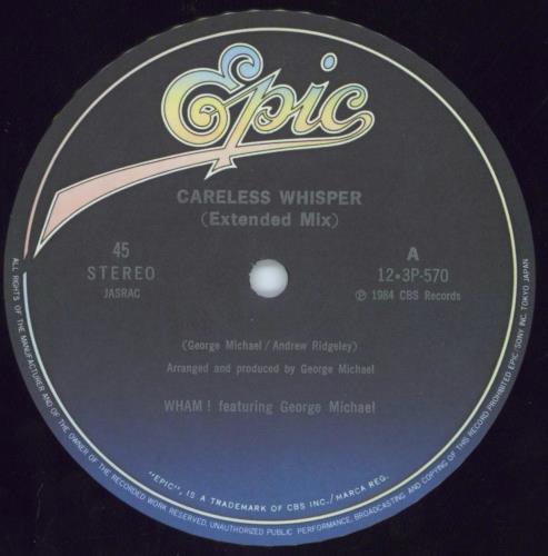 Wham Careless Whisper + shrink 12" vinyl single (12 inch record / Maxi-single) Japanese WHA12CA43281