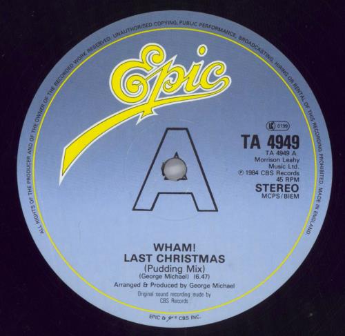 Wham Last Christmas - Gold Promo Stamp 12" vinyl single (12 inch record / Maxi-single) UK WHA12LA820687