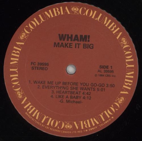 Wham Make It Big vinyl LP album (LP record) Canadian WHALPMA879878