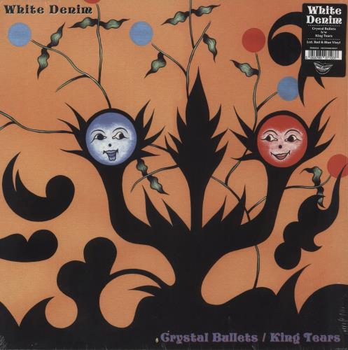 White Denim Crystal Bullets / King Tears - Red & Blue Vinyl + Shrinkwrap vinyl LP album (LP record) UK WDELPCR871248