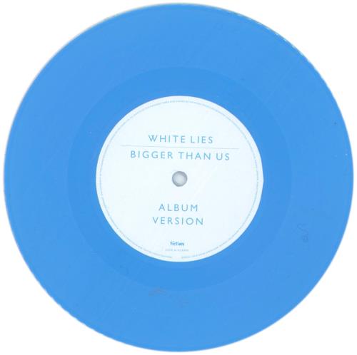 White Lies Bigger Than Us - Blue Vinyl 7" vinyl single (7 inch record / 45) UK WI407BI525448