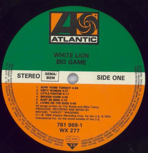 White Lion Big Game + Poster vinyl LP album (LP record) UK WHTLPBI820665