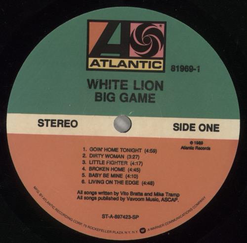 White Lion Big Game vinyl LP album (LP record) US WHTLPBI757063