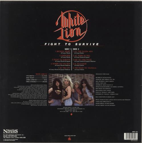 White Lion Fight To Survive vinyl LP album (LP record) UK WHTLPFI718753