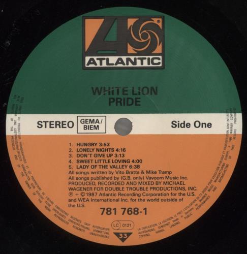 White Lion Pride vinyl LP album (LP record) German WHTLPPR857420