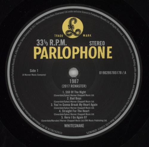 Whitesnake 1987 - 30th Anniversary Edition - 180 Gram Vinyl 2-LP vinyl record set (Double LP Album) UK WHI2LTH865297