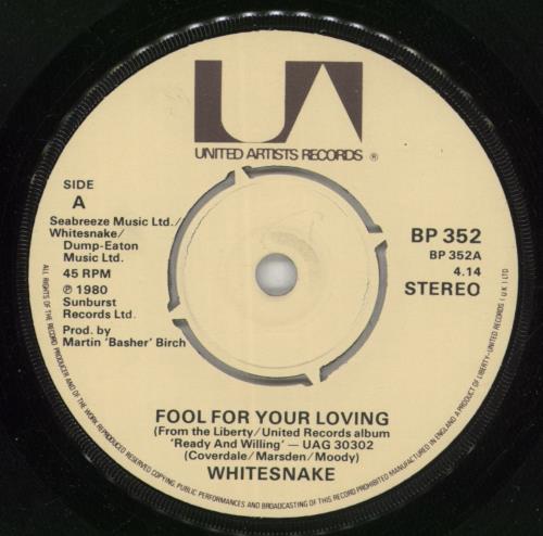 Whitesnake Fool For Your Loving - Luminous Sleeve 7" vinyl single (7 inch record / 45) UK WHI07FO61679