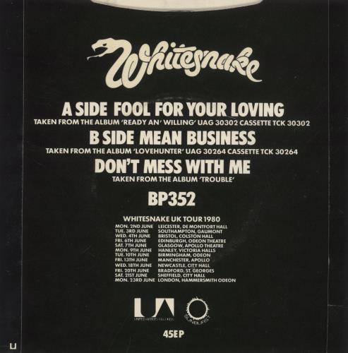 Whitesnake Fool For Your Loving - Luminous Sleeve 7" vinyl single (7 inch record / 45) UK WHI07FO61679