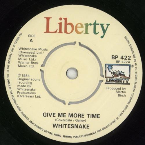 Whitesnake Give Me More Time 7" vinyl single (7 inch record / 45) UK WHI07GI78052