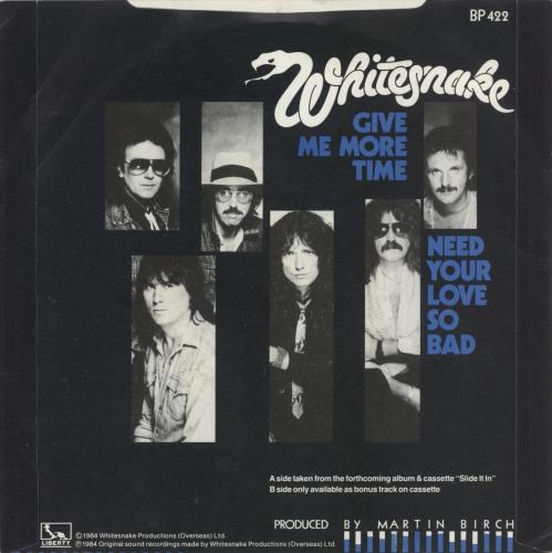 Whitesnake Give Me More Time 7" vinyl single (7 inch record / 45) UK WHI07GI78052