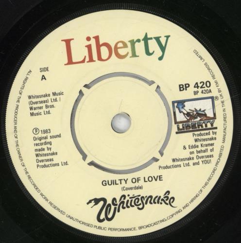 Whitesnake Guilty Of Love 7" vinyl single (7 inch record / 45) UK WHI07GU224239