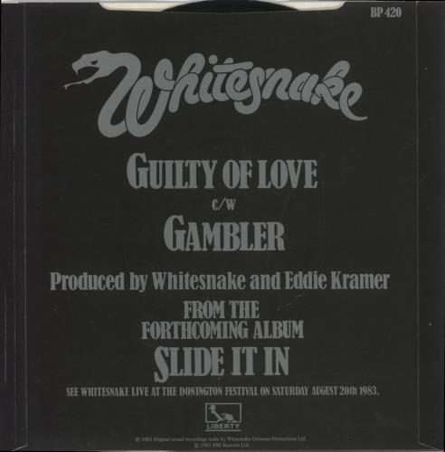 Whitesnake Guilty Of Love 7" vinyl single (7 inch record / 45) UK WHI07GU224239