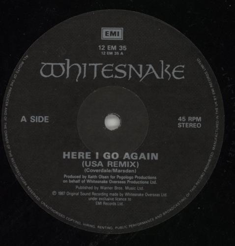 Whitesnake Here I Go Again - EX 12" vinyl single (12 inch record / Maxi-single) UK WHI12HE16286