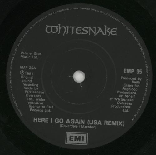 Whitesnake Here I Go Again - Poster Sleeve 7" vinyl single (7 inch record / 45) UK WHI07HE62583