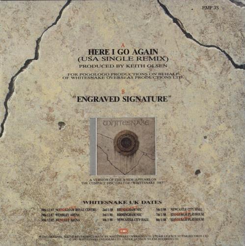 Whitesnake Here I Go Again - Poster Sleeve 7" vinyl single (7 inch record / 45) UK WHI07HE62583
