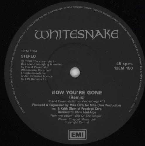 Whitesnake Now You're Gone 12" vinyl single (12 inch record / Maxi-single) UK WHI12NO16273