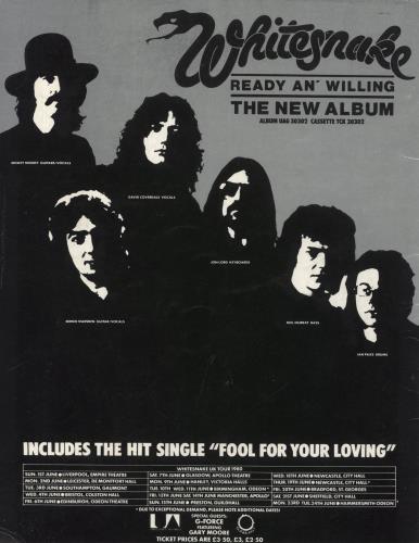 Whitesnake Ready An' Willing - EX tour programme UK WHITRRE845104