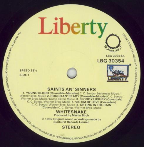 Whitesnake Saints & Sinners - EX vinyl LP album (LP record) UK WHILPSA761465