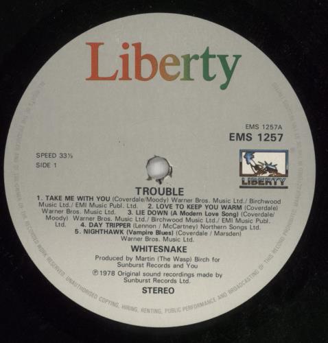 Whitesnake Trouble vinyl LP album (LP record) UK WHILPTR575341