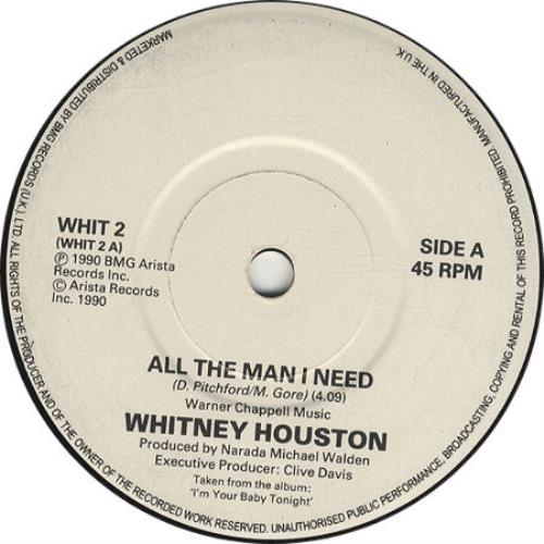 Whitney Houston All The Man I Need 7" vinyl single (7 inch record / 45) UK HOU07AL37661