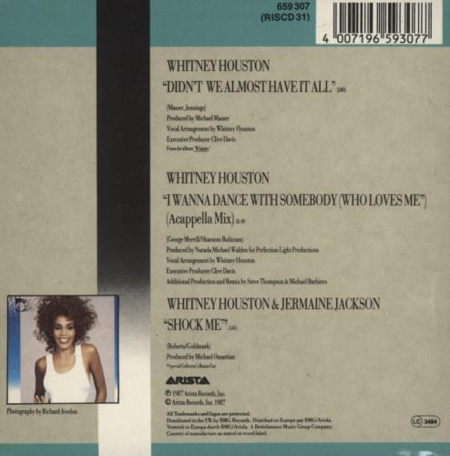 Whitney Houston Didn't We Almost Have It All CD single (CD5 / 5") German HOUC5DI680489