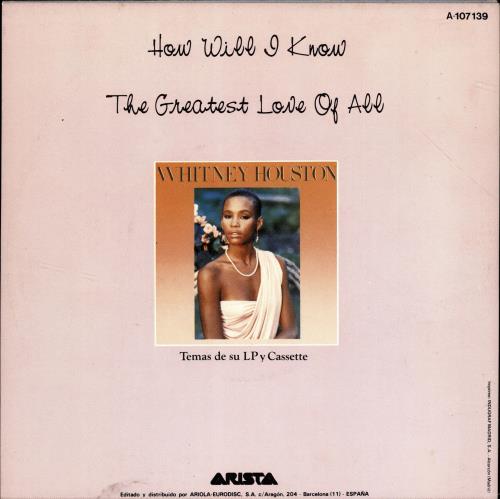 Whitney Houston How Will I Know 7" vinyl single (7 inch record / 45) Spanish HOU07HO689615