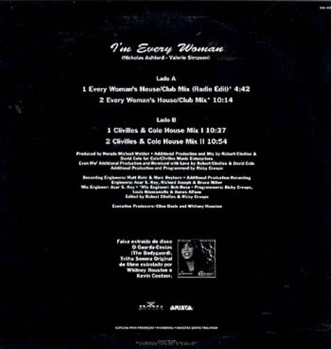 Whitney Houston I'm Every Woman 12" vinyl single (12 inch record / Maxi-single) Brazilian HOU12IM286260