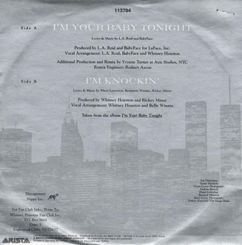 Whitney Houston I'm Your Baby Tonight 7" vinyl single (7 inch record / 45) German HOU07IM234168