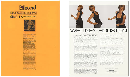 Whitney Houston Just Whitney... media press pack US HOUPPJU231466