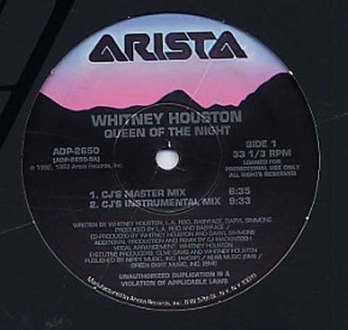 Whitney Houston Queen Of The Night 12" vinyl single (12 inch record / Maxi-single) US HOU12QU37046