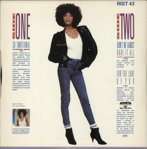 Whitney Houston So Emotional 12" vinyl single (12 inch record / Maxi-single) UK HOU12SO19378