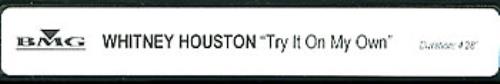Whitney Houston Try It On My Own video (VHS or PAL or NTSC) UK HOUVITR247057