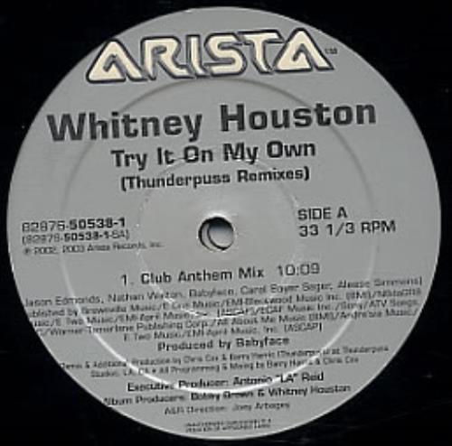 Whitney Houston Try It On My Own 12" vinyl single (12 inch record / Maxi-single) US HOU12TR258978