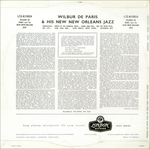 Wilbur De Paris Wilbur De Paris And His 'New' New Orleans Jazz vinyl LP album (LP record) UK WDPLPWI446226