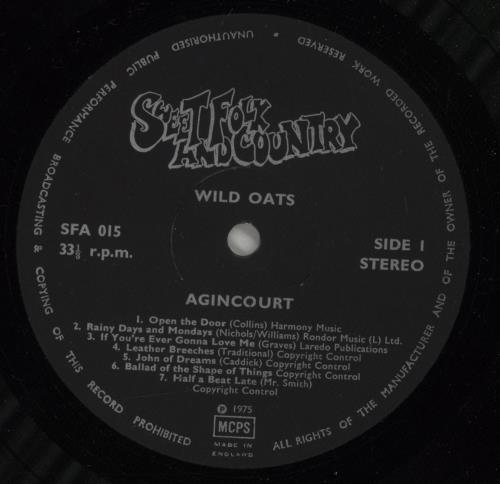 Wild Oats Agincourt vinyl LP album (LP record) UK 0SLLPAG884554