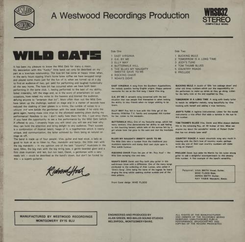 Wild Oats Wild Oats - EX vinyl LP album (LP record) UK 0SLLPWI754734