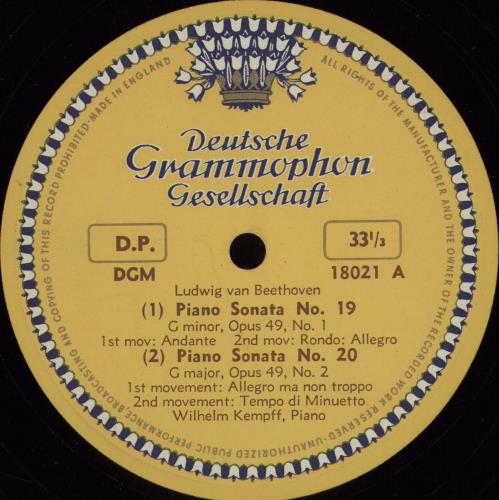 Wilhelm Kempff Beethoven: Piano Sonata No. 19 / Piano Sonata No. 20 / Piano Sonata No. 23 vinyl LP album (LP record) UK W2LLPBE751353